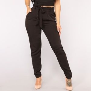 NWT Fashion Nova New Classic Tie Waist Black Pants